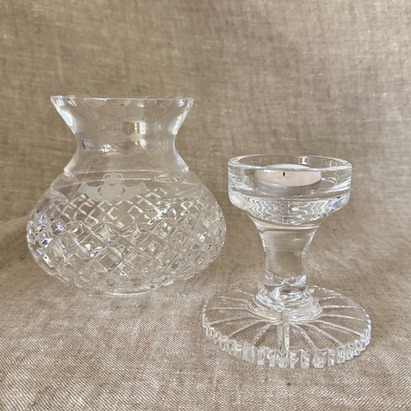 Galway Claddagh Ring Etched Hands crystal candle globe - Picture 3 of 13